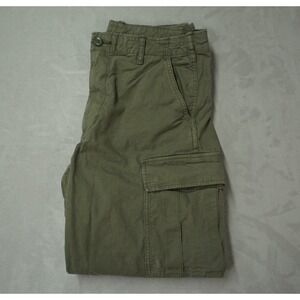 Uniqlo Wide Leg Cargo Parachute Pants Mens Medium Olive Green Relaxed Fit Y2K